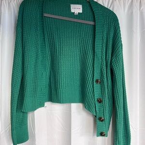 Green knit button sweater